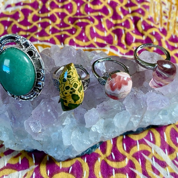 Colorful Stone Rings Set - Picture 2 of 2